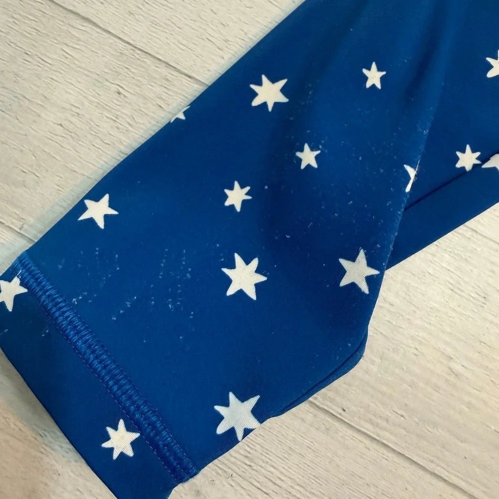 Hanna‎ Andersson kids blue with white stars long sleeve rash guard 150/12